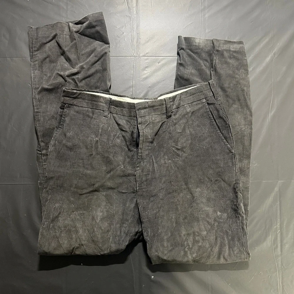 River Trader Mens Gray Corduroy Pants Straight Leg Trousers Size 34/32